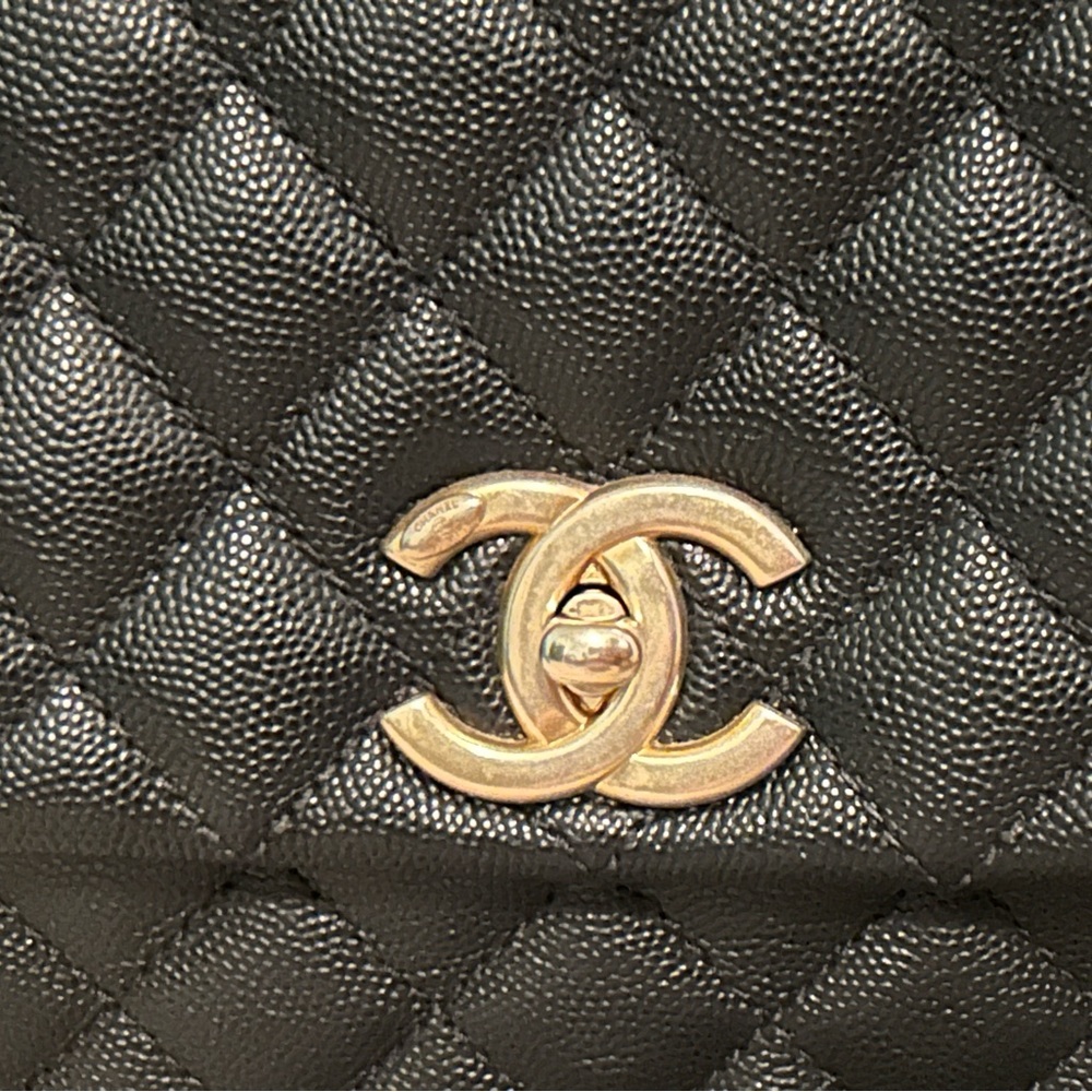 CHANEL CAVIAR MEDIUM COCO TOP HANDLE BAG BLACK✨ AUTHENTIC - Picture 6 of 16